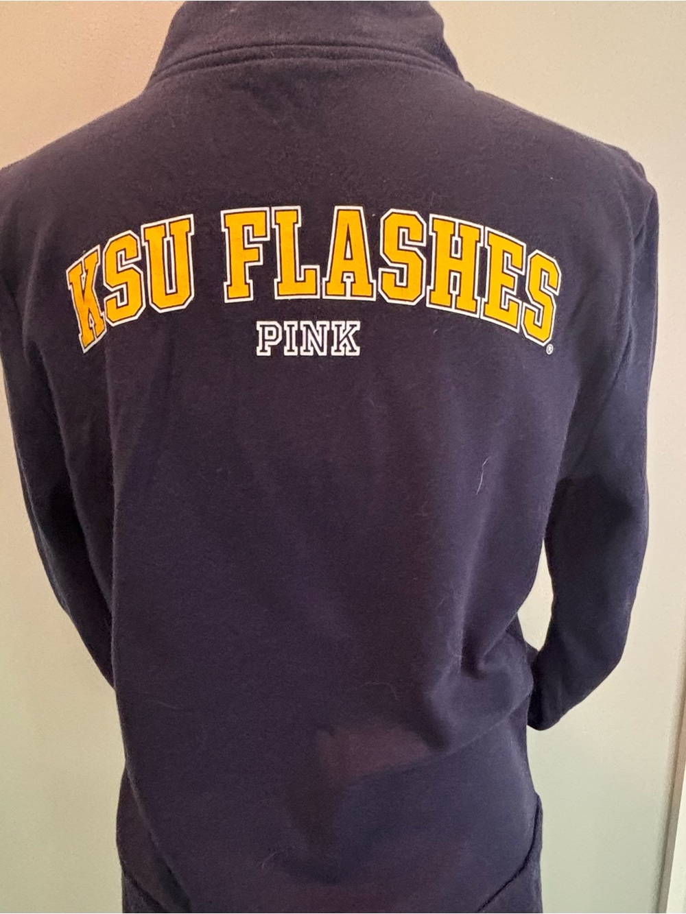 PINK Victoria’s Secret Kent State KSU Flashes Quarter Zip Pullover M💙💛